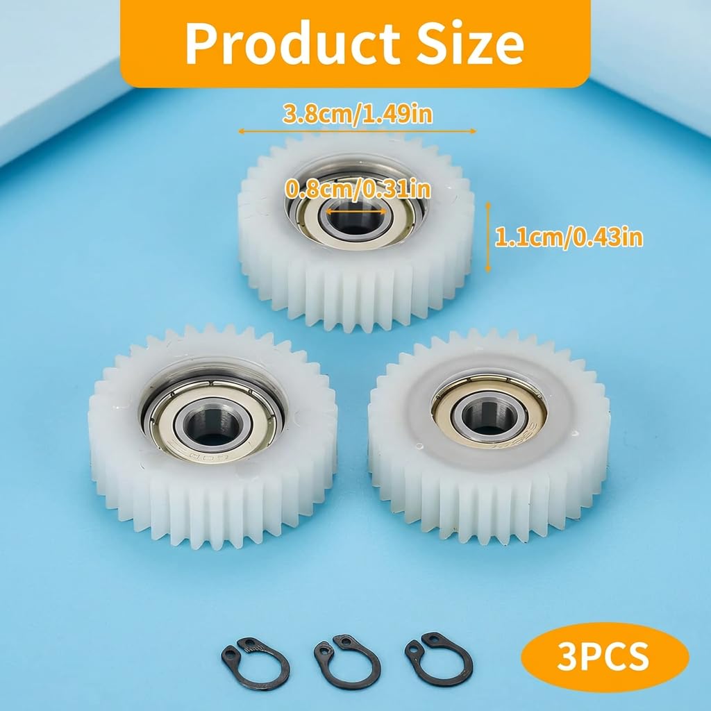 3 Pieces Electric Cycle Motor Gear Set, 36T Nylon Gear for Hub Motor Kit, Professional Bike Repair Components, 38mm Diameter 12mm Thickness, DIY Electric Bicycle Parts Upgrade